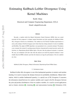 Estimating Kullback-Leibler Divergence Using Kernel Machines