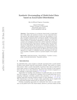 Synthetic Oversampling of Multi-Label Data based on Local Label
  Distribution
