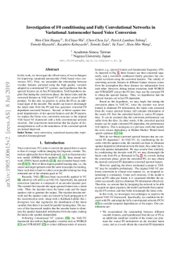 Investigation of F0 conditioning and Fully Convolutional Networks in
  Variational Autoencoder based Voice Conversion