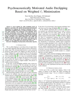 Psychoacoustically Motivated Audio Declipping Based on Weighted l1
  Minimization