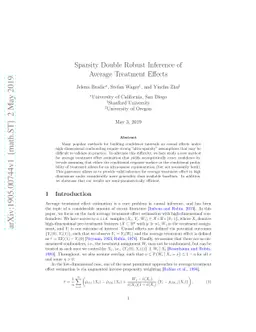 Sparsity Double Robust Inference of Average Treatment Effects