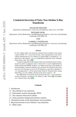 Consistent Inversion of Noisy Non-Abelian X-Ray Transforms