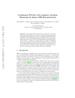Conditional WGANs with Adaptive Gradient Balancing for Sparse MRI
  Reconstruction