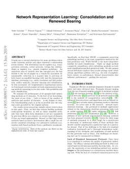 Network Representation Learning: Consolidation and Renewed Bearing
