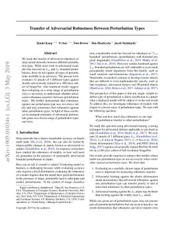Transfer of Adversarial Robustness Between Perturbation Types