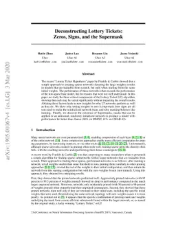 Deconstructing Lottery Tickets: Zeros, Signs, and the Supermask