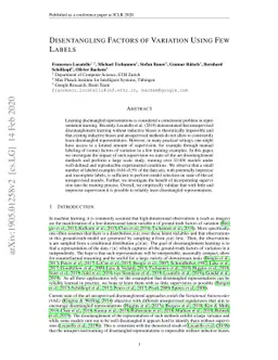 Disentangling Factors of Variation Using Few Labels