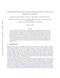 Parallel Gaussian process surrogate Bayesian inference with noisy
  likelihood evaluations