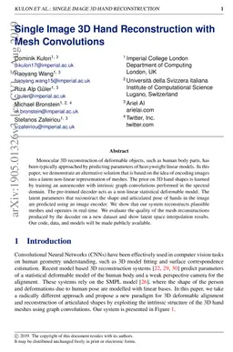 Single Image 3D Hand Reconstruction with Mesh Convolutions