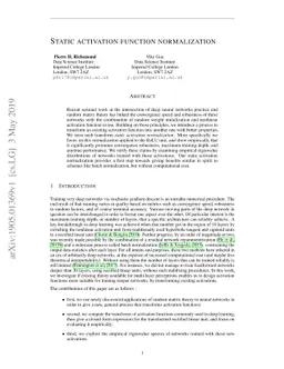 Static Activation Function Normalization
