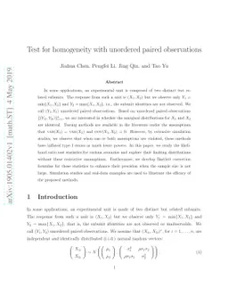 Test for homogeneity with unordered paired observations