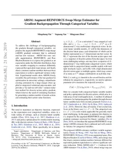 ARSM: Augment-REINFORCE-Swap-Merge Estimator for Gradient
  Backpropagation Through Categorical Variables