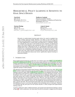 Hierarchical Policy Learning is Sensitive to Goal Space Design