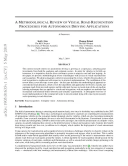 A Methodological Review of Visual Road Recognition Procedures for
  Autonomous Driving Applications