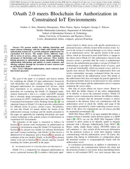 OAuth 2.0 meets Blockchain for Authorization in Constrained IoT
  Environments