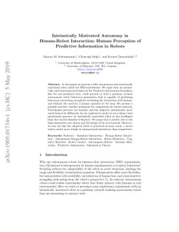 Intrinsically Motivated Autonomy in Human-Robot Interaction: Human
  Perception of Predictive Information in Robots