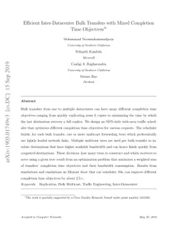 Efficient Inter-Datacenter Bulk Transfers with Mixed Completion Time
  Objectives