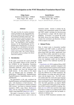 UFRGS Participation on the WMT Biomedical Translation Shared Task