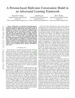 A Persona-based Multi-turn Conversation Model in an Adversarial Learning
  Framework
