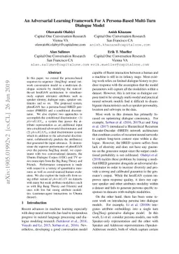 An Adversarial Learning Framework For A Persona-Based Multi-Turn
  Dialogue Model