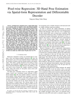 Pixel-wise Regression: 3D Hand Pose Estimation via Spatial-form
  Representation and Differentiable Decoder
