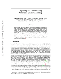 Improving and Understanding Variational Continual Learning