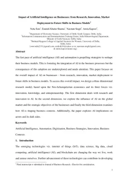 Impact of Artificial Intelligence on Businesses: from Research,
  Innovation, Market Deployment to Future Shifts in Business Models