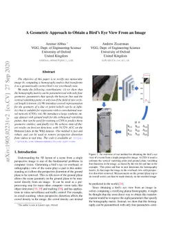 A Geometric Approach to Obtain a Bird's Eye View from an Image