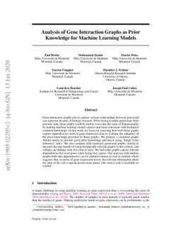 Analysis of Gene Interaction Graphs as Prior Knowledge for Machine
  Learning Models