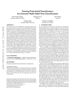 Taming Pretrained Transformers for Extreme Multi-label Text
  Classification