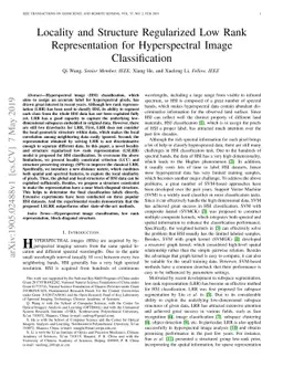 Locality and Structure Regularized Low Rank Representation for
  Hyperspectral Image Classification