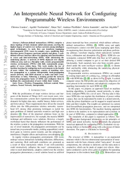An Interpretable Neural Network for Configuring Programmable Wireless
  Environments