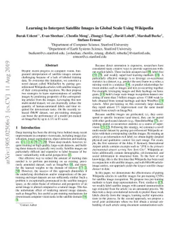 Learning to Interpret Satellite Images in Global Scale Using Wikipedia