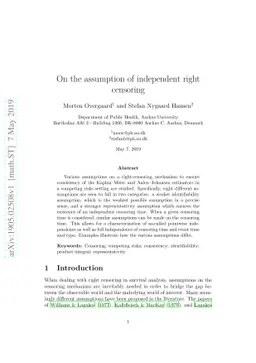 On the assumption of independent right censoring