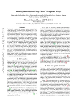 Meeting Transcription Using Virtual Microphone Arrays