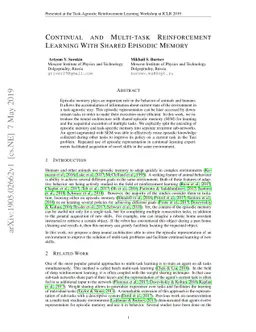 Continual and Multi-task Reinforcement Learning With Shared Episodic
  Memory