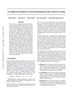 An Empirical Evaluation of Adversarial Robustness under Transfer
  Learning