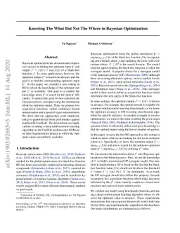 Knowing The What But Not The Where in Bayesian Optimization