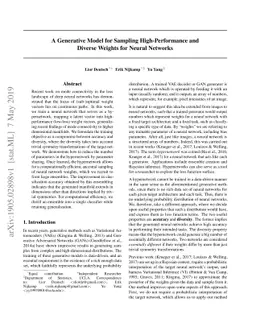 A Generative Model for Sampling High-Performance and Diverse Weights for
  Neural Networks