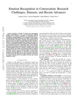 Emotion Recognition in Conversation: Research Challenges, Datasets, and
  Recent Advances