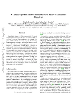 A Genetic Algorithm Enabled Similarity-Based Attack on Cancellable
  Biometrics