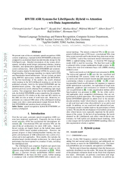 RWTH ASR Systems for LibriSpeech: Hybrid vs Attention -- w/o Data
  Augmentation