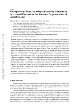 Unsupervised Domain Adaptation using Generative Adversarial Networks for
  Semantic Segmentation of Aerial Images