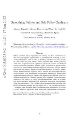 Smoothing Policies and Safe Policy Gradients