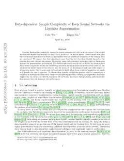Data-dependent Sample Complexity of Deep Neural Networks via Lipschitz
  Augmentation