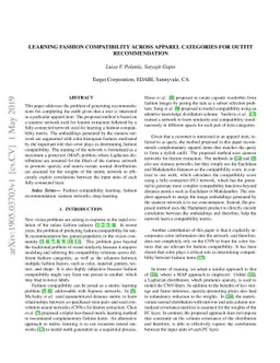 Learning fashion compatibility across apparel categories for outfit
  recommendation