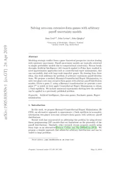 Solving zero-sum extensive-form games with arbitrary payoff uncertainty
  models