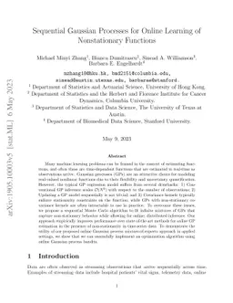 Sequential Gaussian Processes for Online Learning of Nonstationary
  Functions