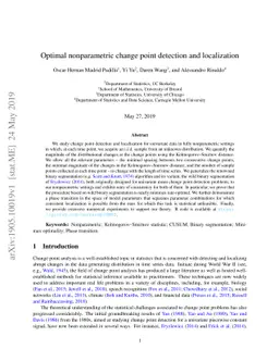 Optimal nonparametric change point detection and localization