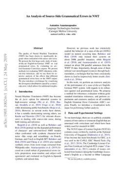 An Analysis of Source-Side Grammatical Errors in NMT